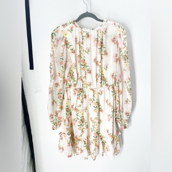 Rachel Parcell Women’s Floral Print Swiss Dot Dress Sz S  with Ruffle Hem - Picture 7 of 7